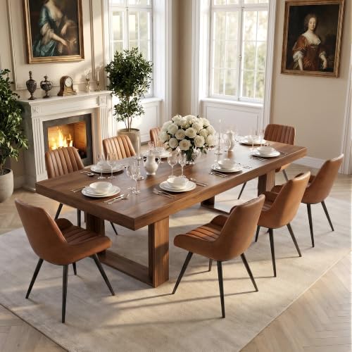 7-Piece Modern Farmhouse Dining Table Set with 6 Upholstered Chairs