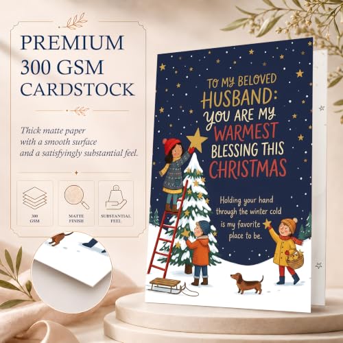AIROW Silver Christmas Card Gift for Husband – Holiday Greeting Note Card