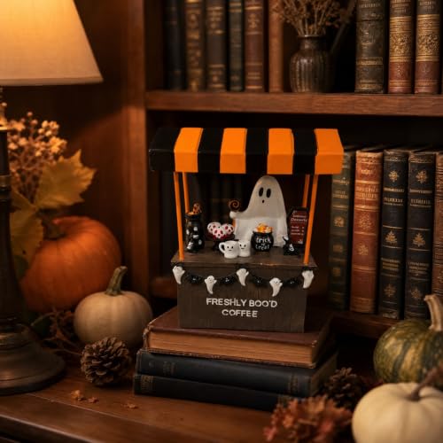 Spooky Ghost Halloween Figurine, Resin Decorative Statue for Coffee Bar