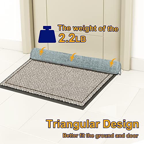 Weighted Door Draft Stopper - 30 Inch Triangular Under Door Gap Filler, Gray