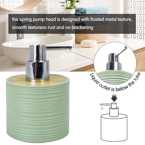 6-Piece Bathroom Accessory Set, Durable Plastic Bath Ensemble, Green