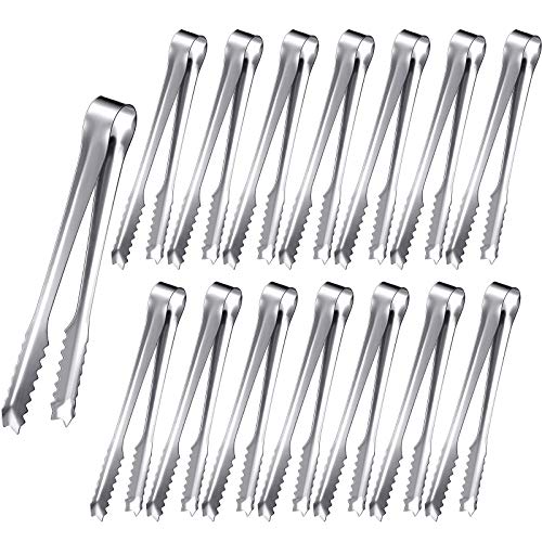 15-Piece Stainless Steel Mini Appetizer Tongs - 6 Inch Serving Utensils for Food & Ice