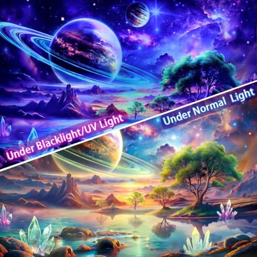 UV Reactive Galaxy Space Tapestry - Blacklight Cosmic Wall Hanging