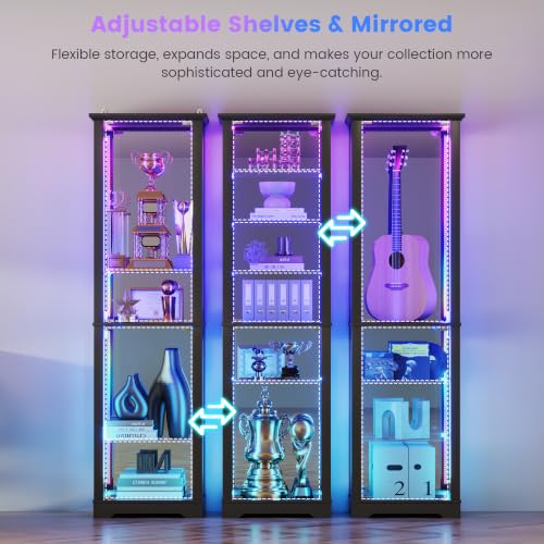 7-Tier Glass Display Cabinet with RGB LED Lights and Motion Sensor