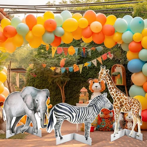 3-Piece Jungle Safari Animal Cardboard Cutout Set for Party Decorations