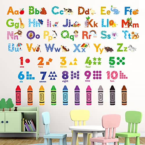 Animal Alphabet and Numbers Wall Stickers for Kids Nursery and Classroom