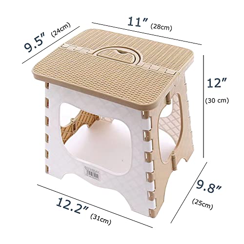 12-Inch Folding Step Stool, Anti-Slip Compact Plastic Stool, 300 lb Capacity