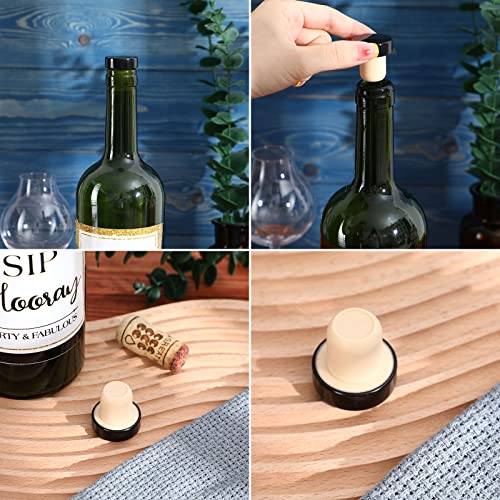 T-Shaped Reusable Wine Bottle Stoppers (24 Pack) - Black Sealing Plugs
