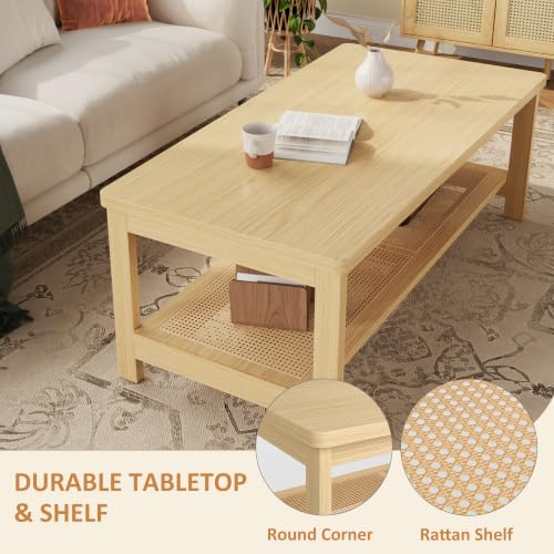 2-Piece Rattan Living Room Set: 62-Inch TV Stand and Coffee Table