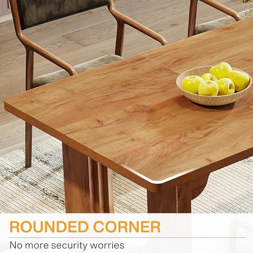 71-Inch Rectangular Dining Table, Rustic Brown Wood Kitchen Table for 8