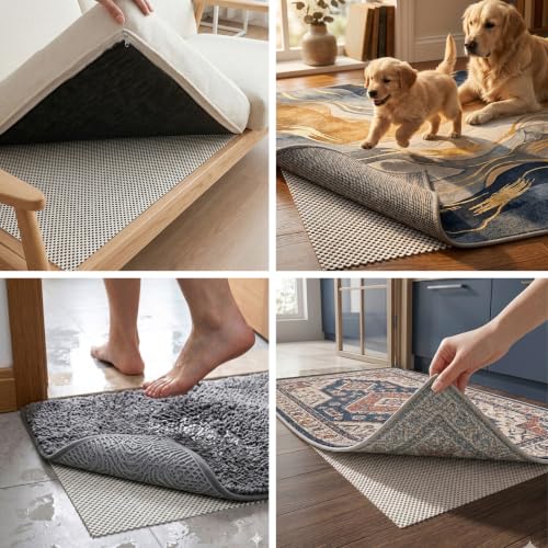 Non-Slip Rug Pad 6x9 Ft - Anti-Slip PVC Carpet Gripper for Hardwood Floors