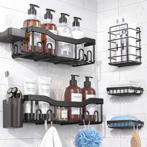 7-Pack Stainless Steel Shower Caddy Adhesive Organizer Shelf
