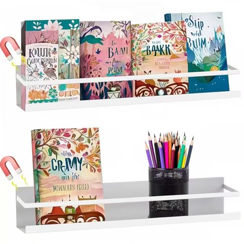 Magnetic Metal Bookshelf for Whiteboard - 15.8-inch Wall Display Organizer