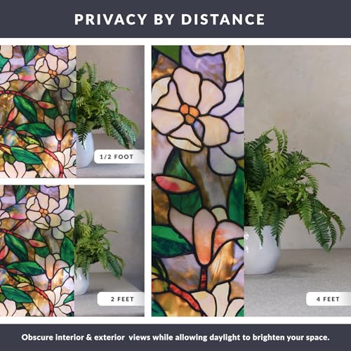 Magnolia Window Film 24" x 36" - Decorative Privacy & UV Protection
