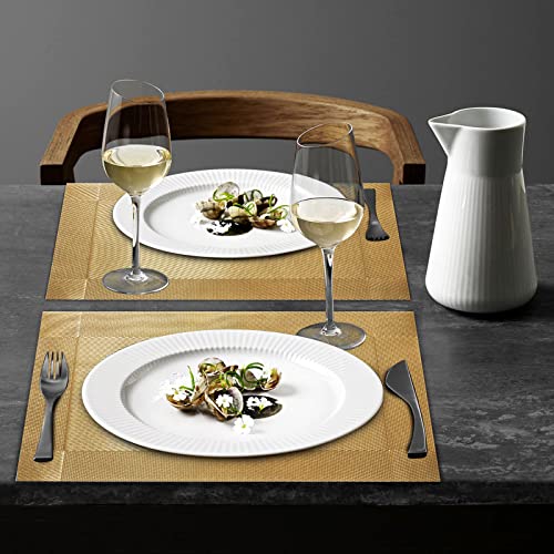 Trophable Set of 6 Gold Woven Heat-Resistant Placemats - Stylish Table Decor