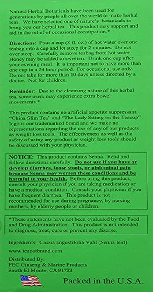 China Slim Dieter's Tea Delight, Large, 72-Count (Pack of 2, 144 tea bags total)