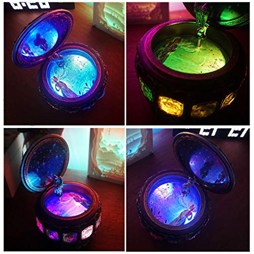 Vintage Zodiac Music Box with Rotating Goddess LED Lights