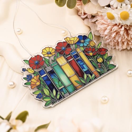 Book Lovers Gifts for Women Men Library Window Hanging Acrylic