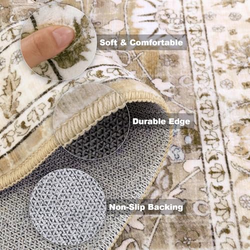 2x8 Boho Floral Runner Rug, Non-Slip Washable Kitchen Hallway Floor Mat