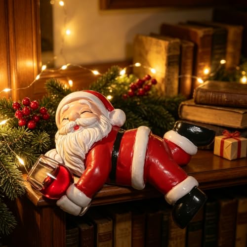 Mtruil Xmas Style 13 Santa Resin Figurine Holding Red Wine - Christmas Decor