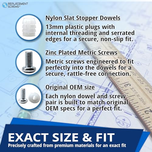 Bed Slat Holder Replacement Screws and Nylon Dowels, 8-Piece Set