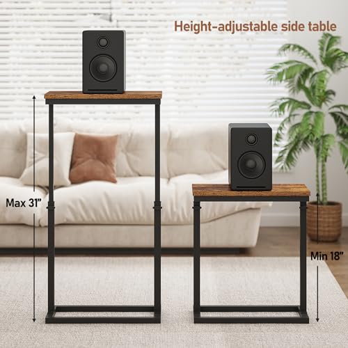 Adjustable Height Side Table, Tall Sofa Couch Table for Living Room
