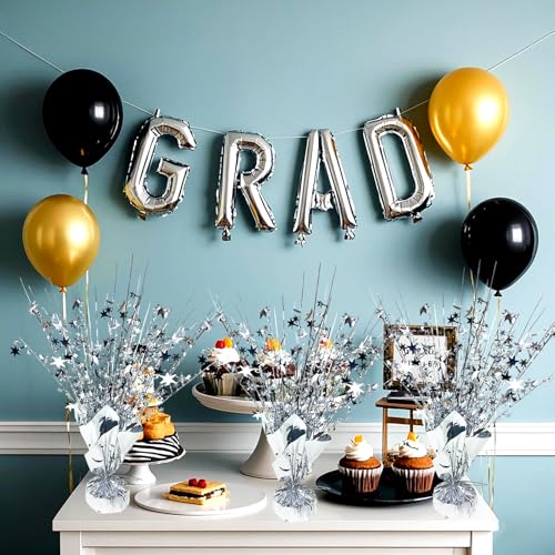 FUBININA Silver Birthday Table Centerpiece Metallic Foil Spray Party Decoration