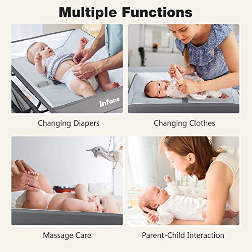 Portable Folding Baby Changing Table with Storage and Safety Belt