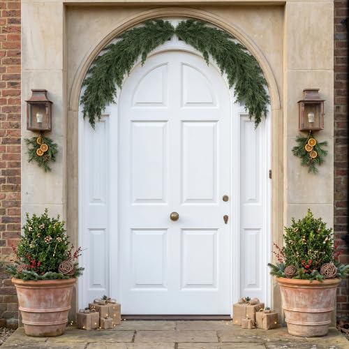 5.1ft Artificial Cedar Swag Garland - Realistic Greenery for Mantle & Mirror