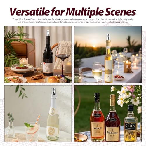 Bioudell 30-Pack Disposable Wine Pouring Discs, 3-Inch Anti-Drip Liquor Spouts for Bottles
