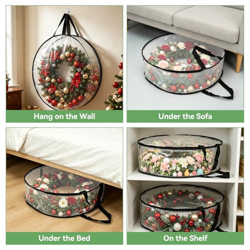 EverPetal 2-Pack 24-Inch Wreath Storage Bags for Holiday & Seasonal Decor