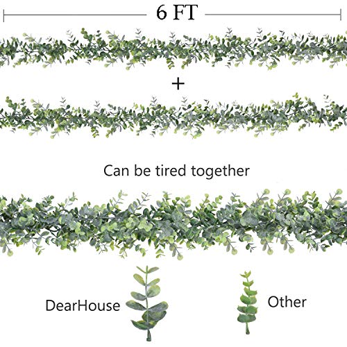 Artificial Eucalyptus Garland 2-Pack, 6ft Faux Greenery Vines for Wall Decor