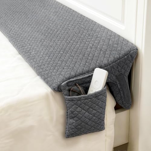 Triangle Bed Gap Filler for Headboard with Storage Pockets, Washable Cover