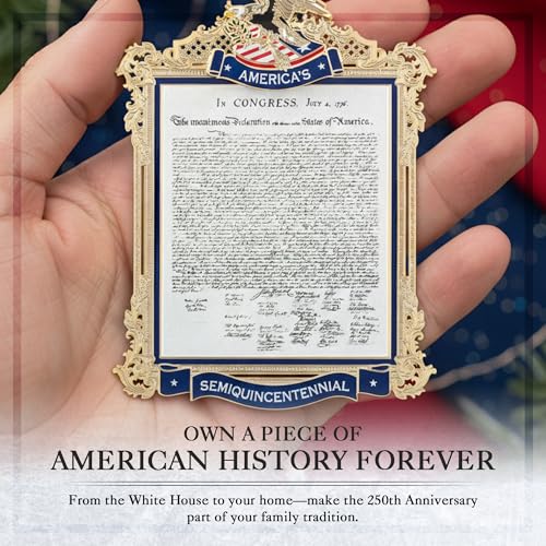 2026 Official White House Christmas Ornament, America 250th Brass Keepsake
