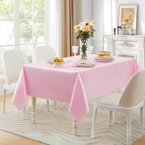 Pink Satin Rectangular Table Cover 60 x 84 Inches - Counfeisly