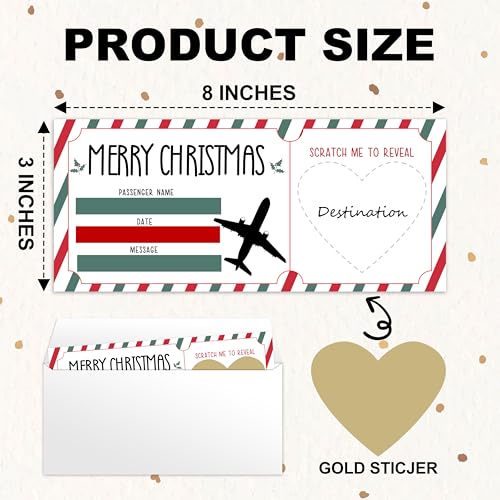 HMJKL Christmas Boarding Pass Tickets with Envelope - Surprise Scratch Reveal Gift Set - Variation 1
