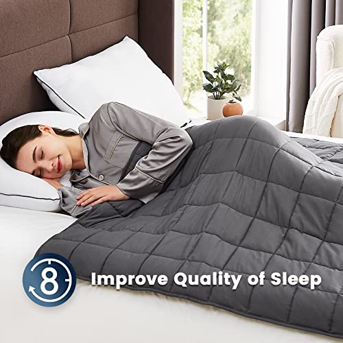 Weighted Blanket for Adults - 15lbs, 48"x72", Grey, Soft & Cooling