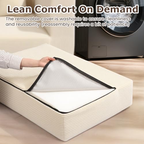 3-in-1 Convertible Corduroy Sofa Bed, Folding Loveseat Futon with Pillows