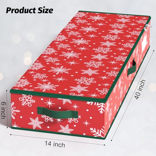 Christmas Gift Wrap Organizer Storage Box with Clear Pockets & Dividers