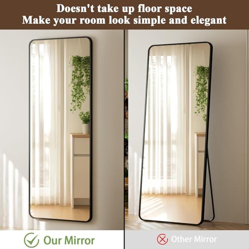 14"x48" Full Length Over The Door Mirror, Shatterproof Wall Mirror with Hangers