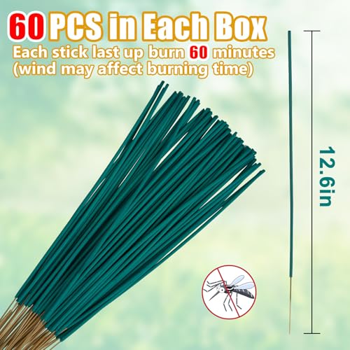 60 Pcs Citronella Mosquito Repellent Sticks - Natural Plant-Based Protection