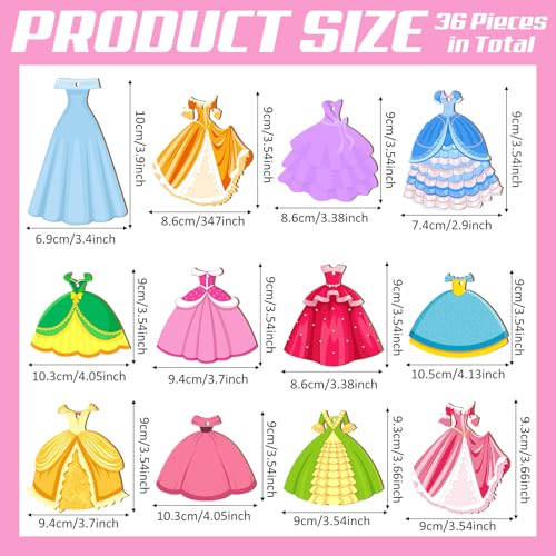 Huwena 36Pcs Christmas Wooden Princess Dress Ornaments Set