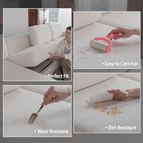 Stretch Sofa Cushion Cover, Washable Soft Slipcover for Sectional Sofa - Ivory