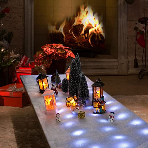 Pre-Lit LED Christmas Snow Blanket (2 Pack) - 4.9ft x 16" Holiday Runner