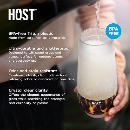Host Freeze Insulated 9oz Marble Champagne Glasses Set of 2 - Cold Bubbly Chilling Cups