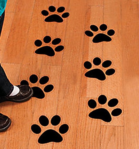 Large Paw Print Floor and Wall Clings - 12 Pack Removable Vinyl Stickers