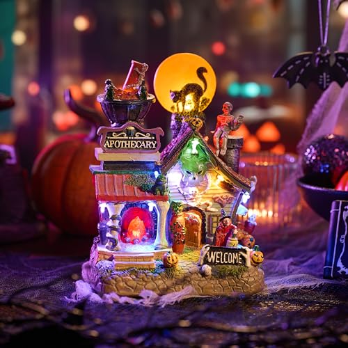 8-Inch Lighted Halloween Haunted House with Music and LED Lights