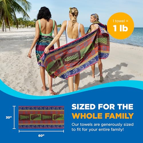 Ben Kaufman 100% Cotton Beach Towels 4-Pack - 30" x 60" Soft Pool Towels
