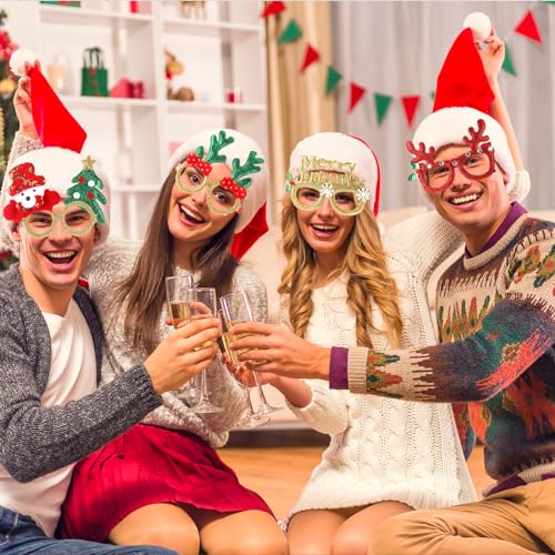 Kanayu 144 Pcs Christmas Glasses Bulk Set for Kids & Adults, 16 Styles - Classic Edition