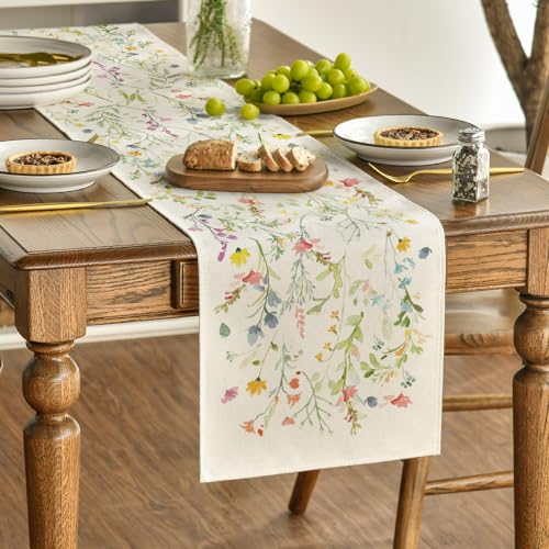 Artoid Mode Bloom Wildflowers Table Runner 13 x 72 Beige - Home Decor